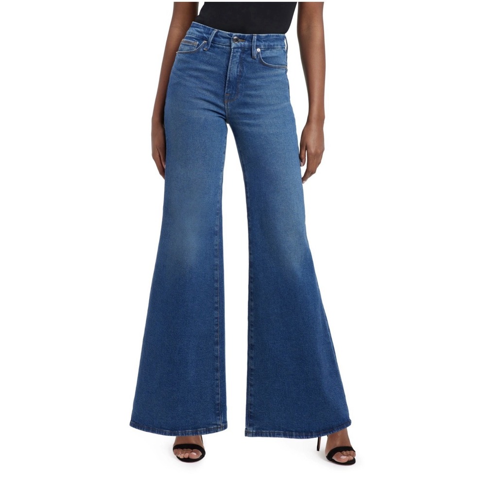 Good American Jeans Good Waist Palazzo High Rise Wide Leg 6 / 28 Boho Preppy